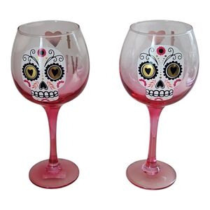Sugar Skull Wine Glasses